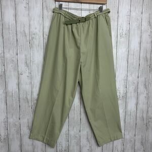 Alfred Dunner Green Elastic High Waist Pull On Belted Straight Leg Trousers 18W